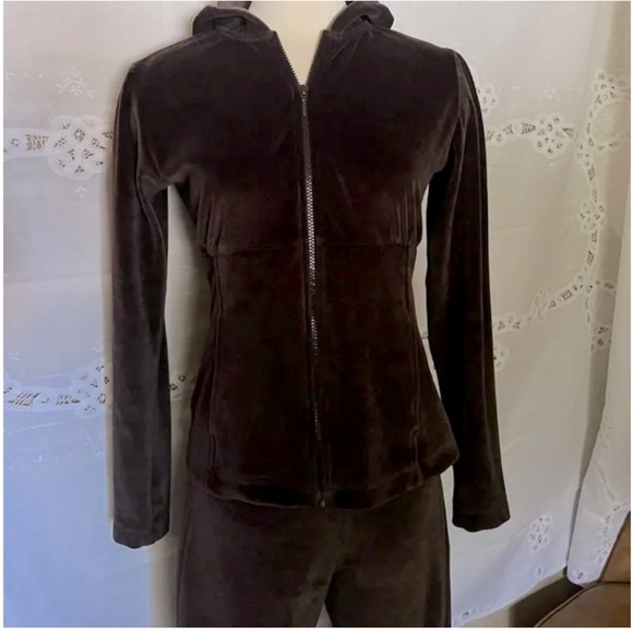 Vintage Prana Brown Velour Matching Track Suit Set - Picture 2 of 16